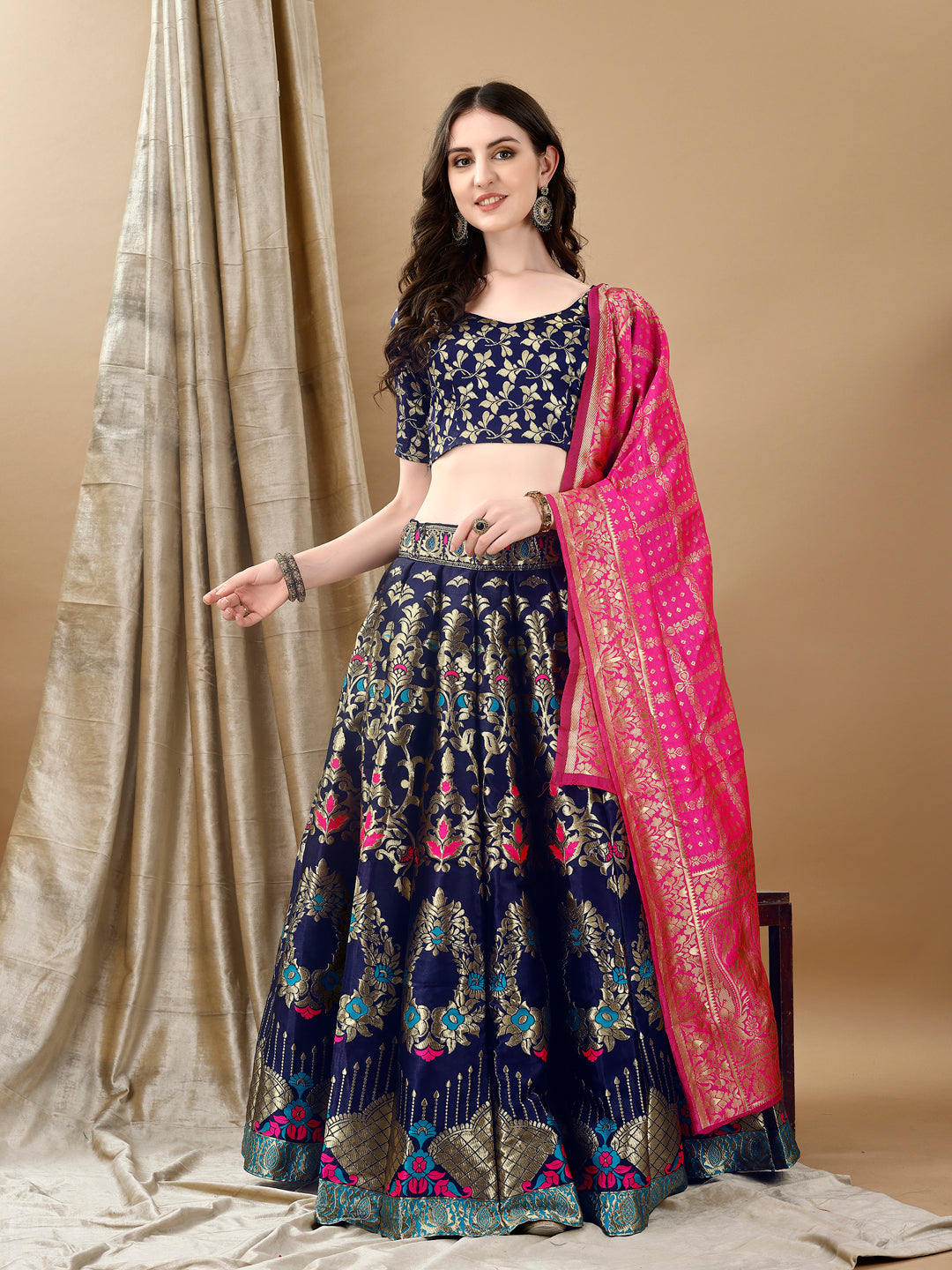 Kishoree Blue Haidrabadi Lehenga with Dupatta