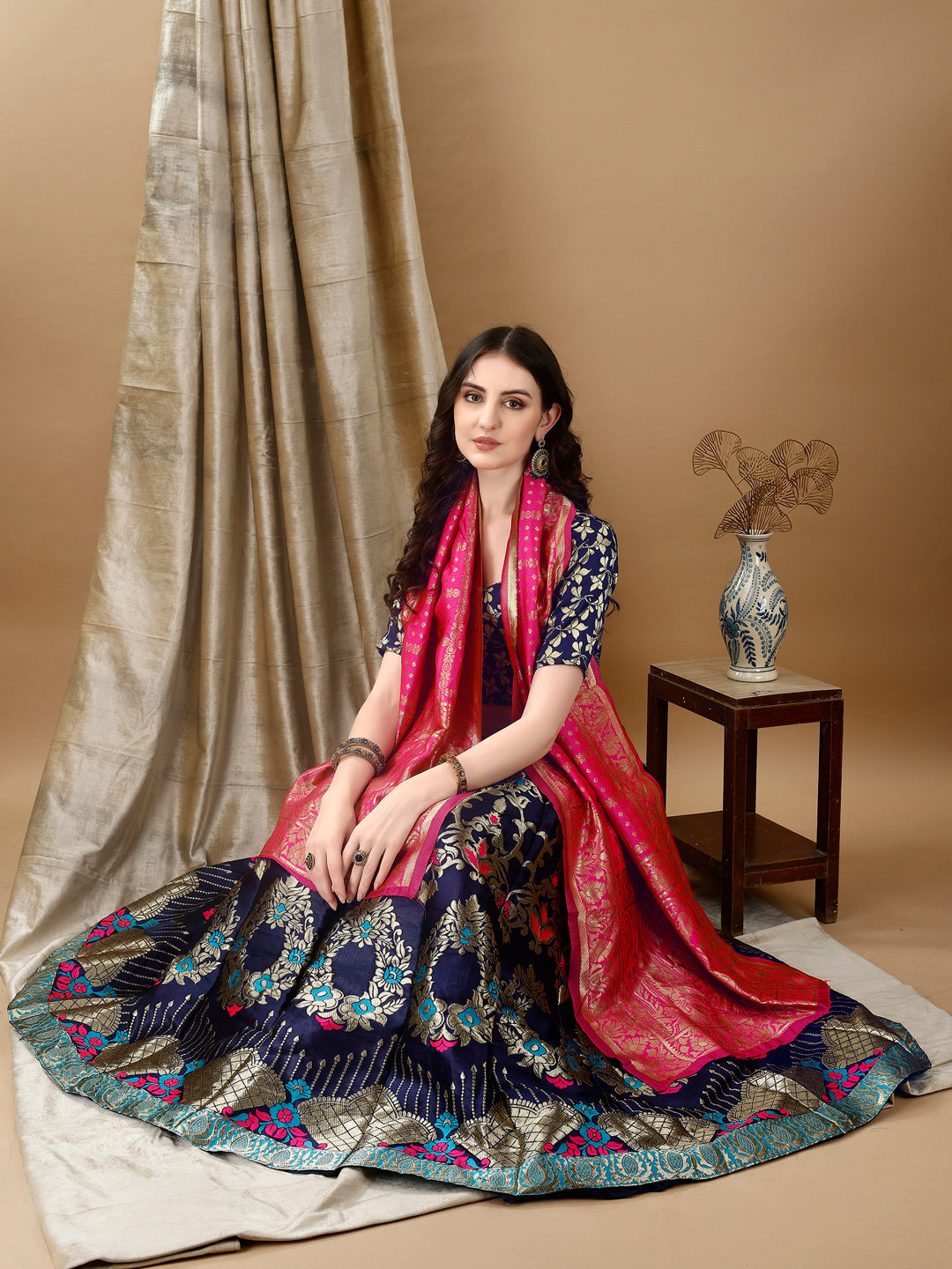 Kishoree Blue Haidrabadi Lehenga with Dupatta