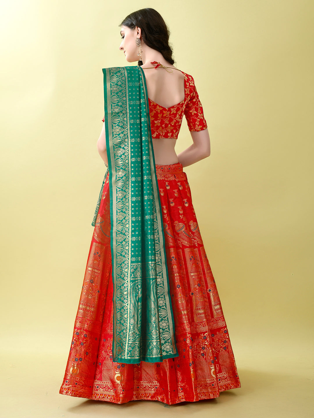 South Indian Half Sarees in Royal Temple Inspired Elegance