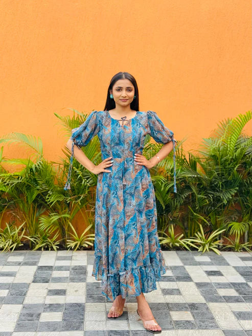 Kishoree Naytra Floral Stylish Print Gown For Women.