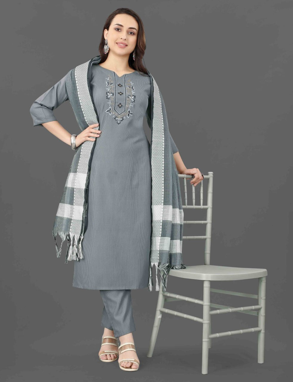 Krishoree's Simple Kurta and Pant & Dupatta Set