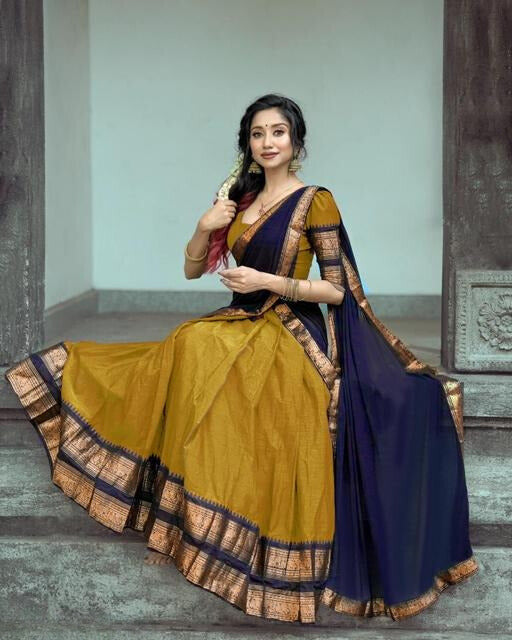 South Indian Lehenga Choli in Royal Gold