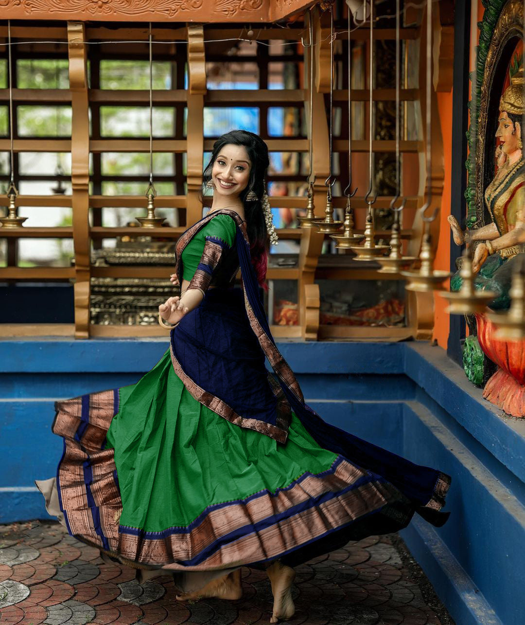 South Indian Half Green Sarees in Royal Wedding