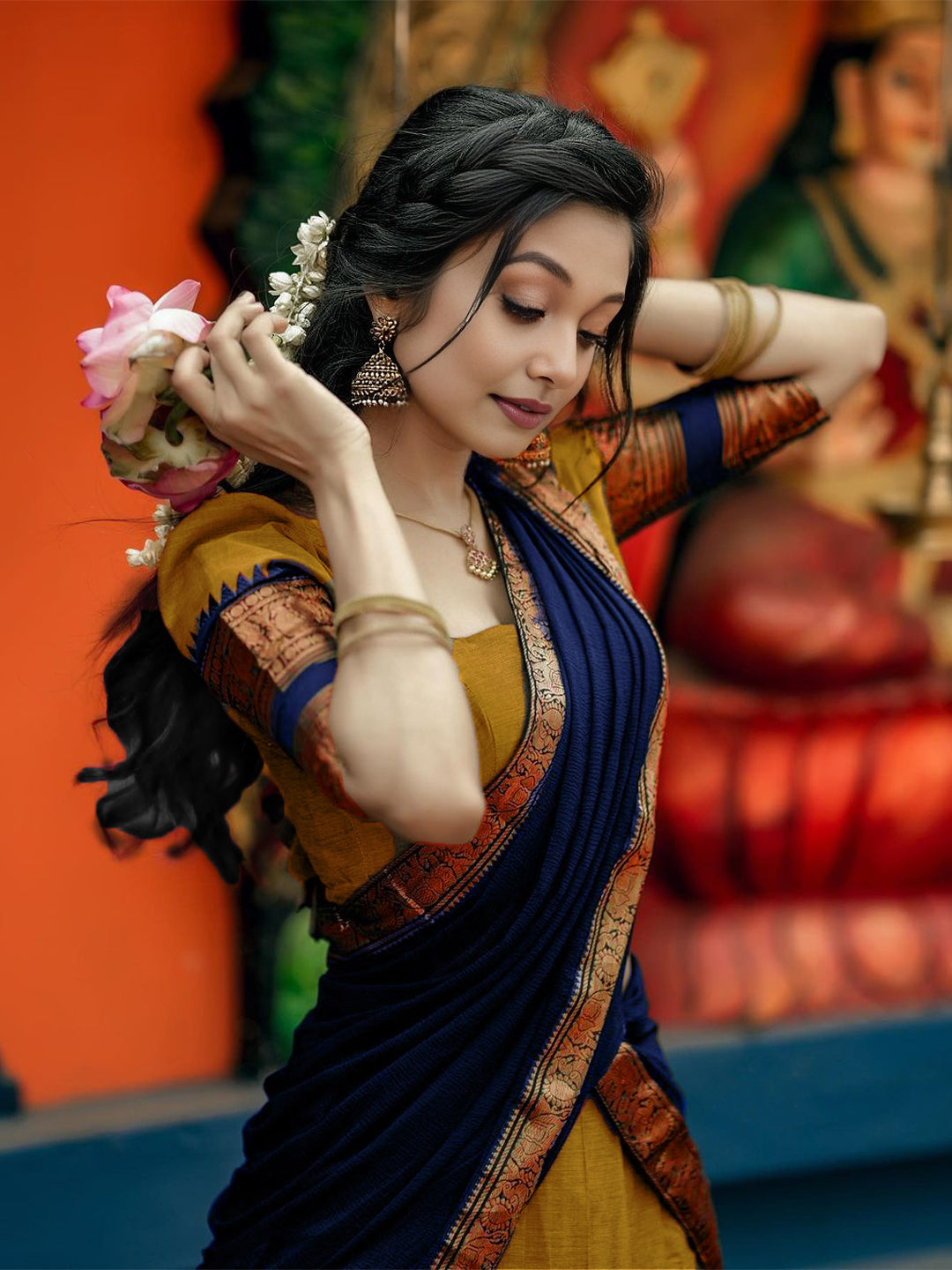 South Indian Lehenga Choli in Royal Gold