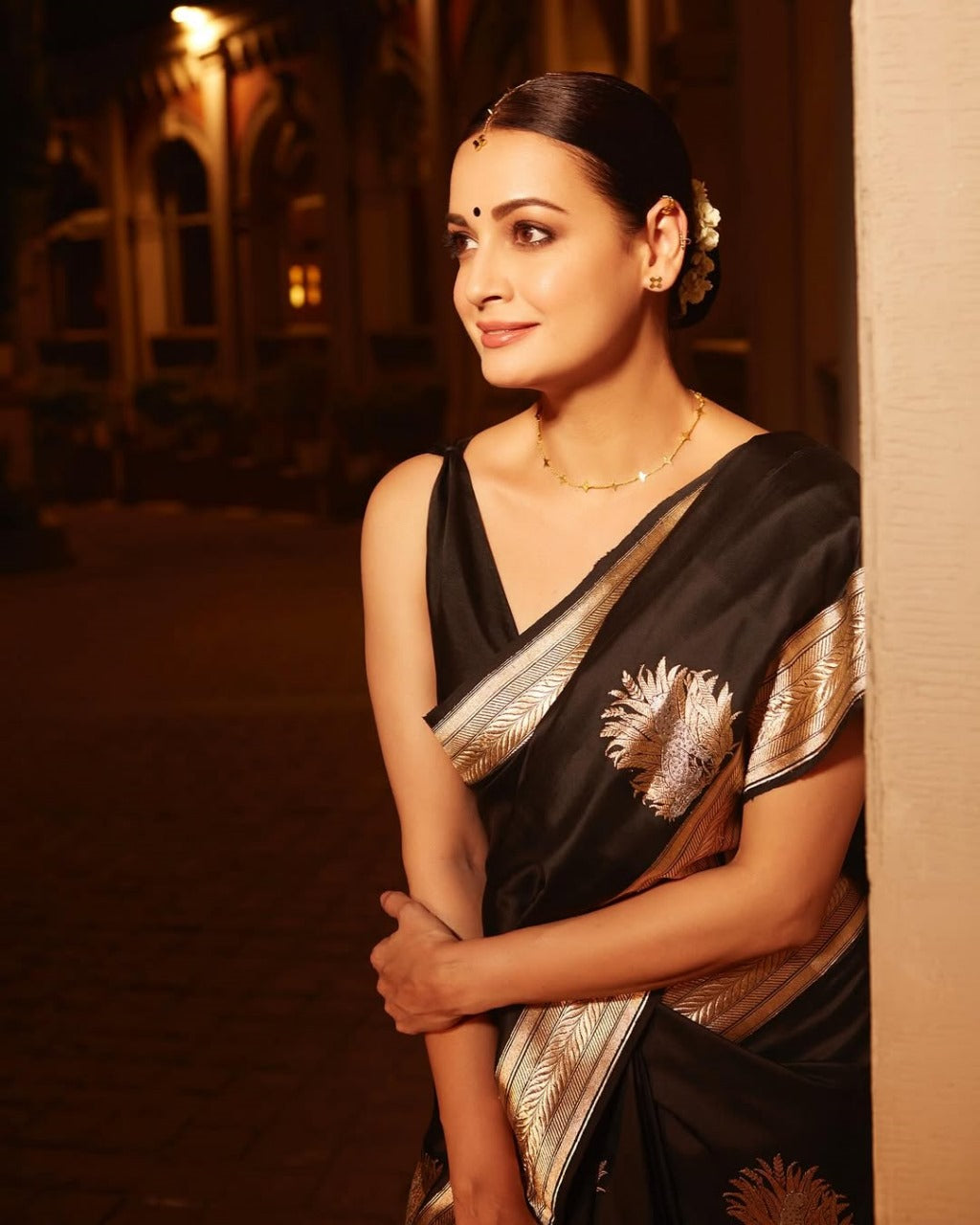 Kishoree Black Bueti Banarasi Silk Saree