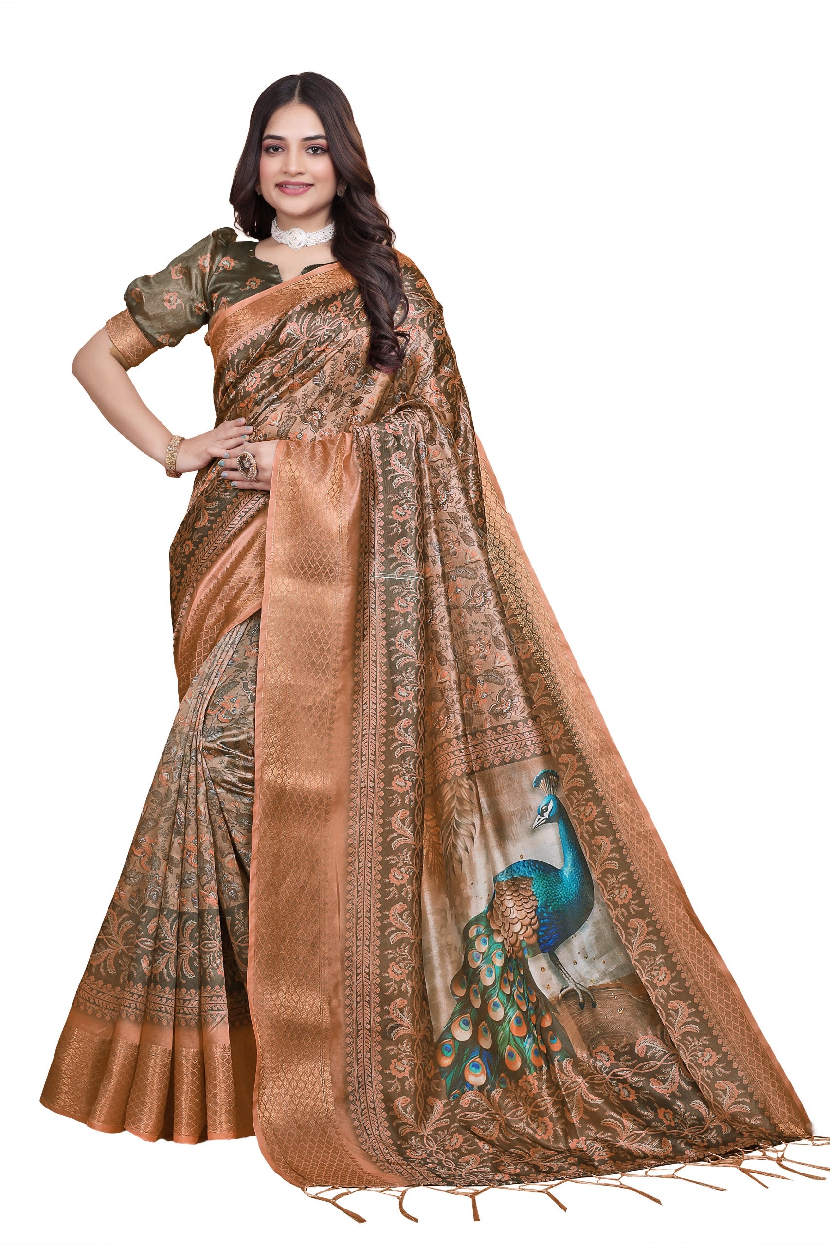 Kishoree Morpich Banarasi Silk Saree