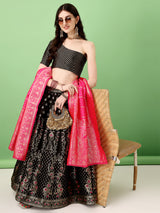 Kishoree's Style Akanksha Kalamkari Dola silk lengha Choli(semi-stitched).