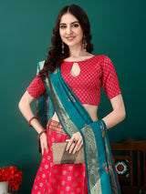 Kishoree Red Banarasi Silk Lehenga Choli with Zari Dupatta