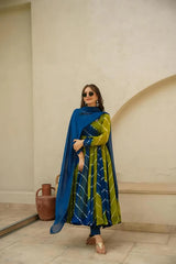 KISHOREE'S ROZI ORGENZA MULTI COLOUR ANARKALI SUIT SET
