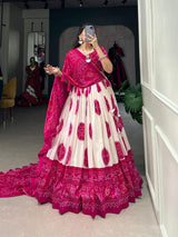 Kishoree's Jimmy Artistry Silk Tussar Lehenga Choli with Bandhej Print