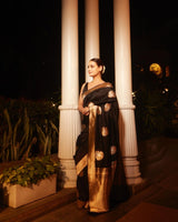Kishoree Black Bueti Banarasi Silk Saree
